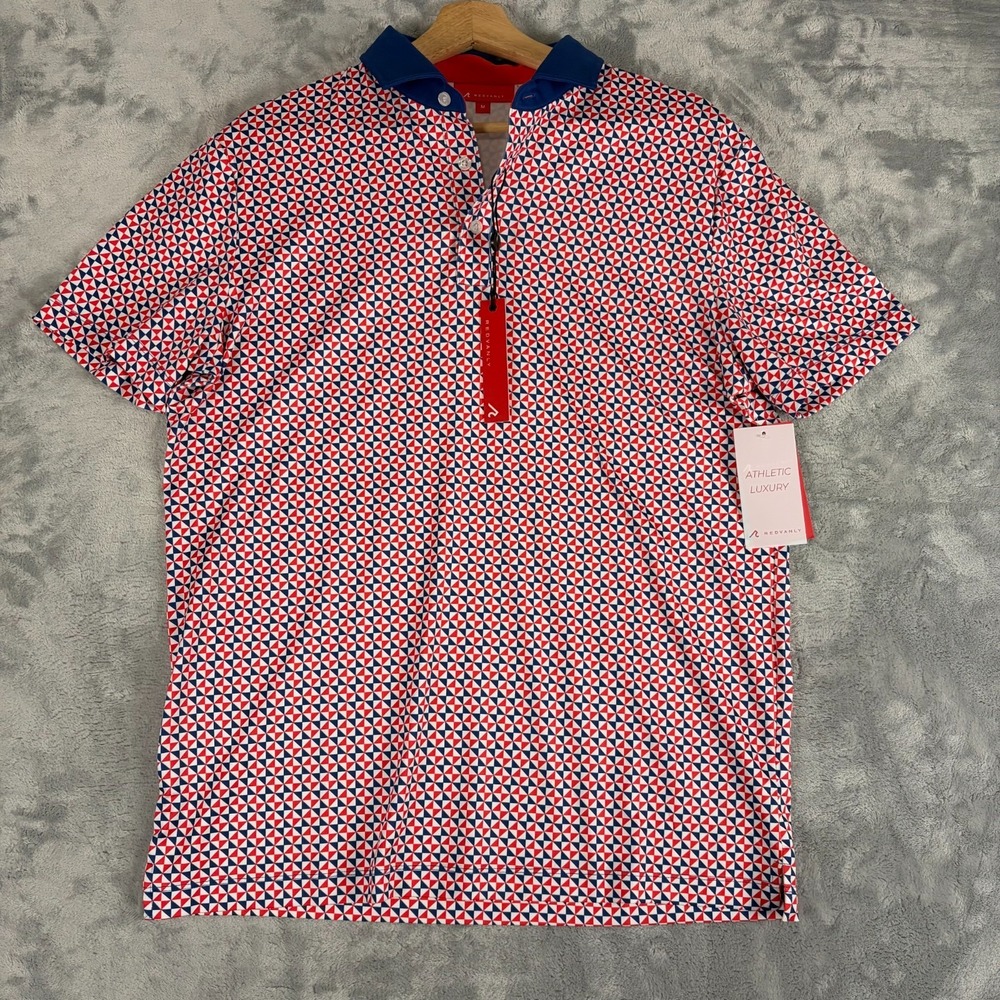 Redvanly Men's Size Medium Golf Polo Shirt Cowley Polo Mazarine Blue Red NEW!